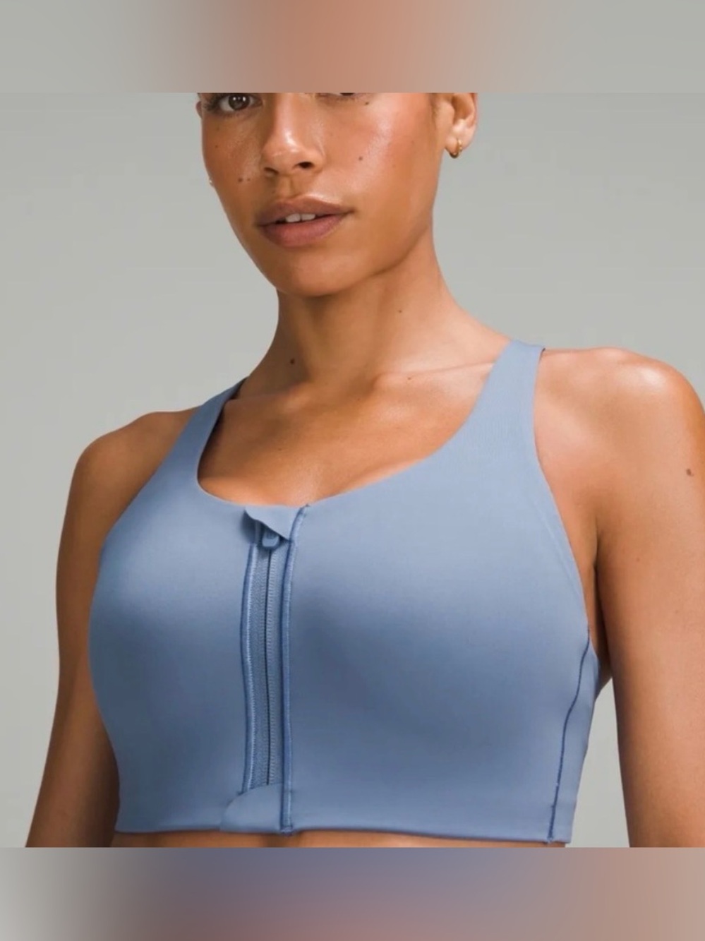 Lululemon Energy Bra High Support Zip-Front Sports Bra, 32 G Cup Oasis Blue